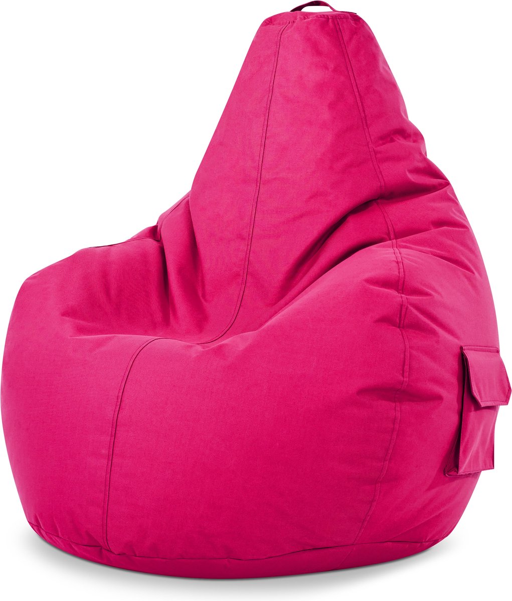 Green Bean © zitzak met rugleuning 80x70x90cm - gaming stoel met 230l vulling - knuffelachtig, zacht & wasbaar - Roze