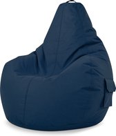 Green Bean © zitzak met rugleuning 80x70x90cm - gaming stoel met 230l vulling - knuffelachtig, zacht & wasbaar - Donker Blauw