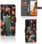 Telefoonhoesje Xiaomi 11T | 11T Pro Flipcase Cover Pauw met Bloemen