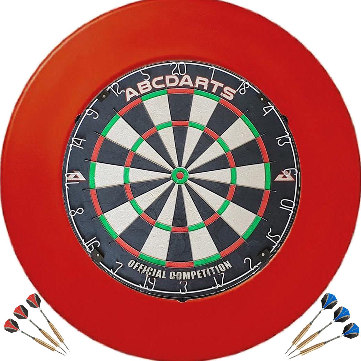 ABC Darts - HQ Pro Dartbord Surround Ring Set + 2 Sets Dartpijlen - Rood