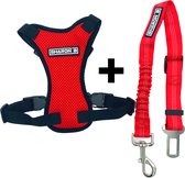 Sharon B - harnais de voiture - harnais pour chien - rouge - taille M - ceinture de sécurité avec harnais pour chien - pour chiens de taille moyenne - sûr sur la route