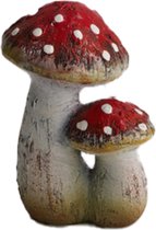 Champignon - Decoratieve champignon beeldjes -  Mushroom terracotta - 8x6.5x10.5cm - Red/White