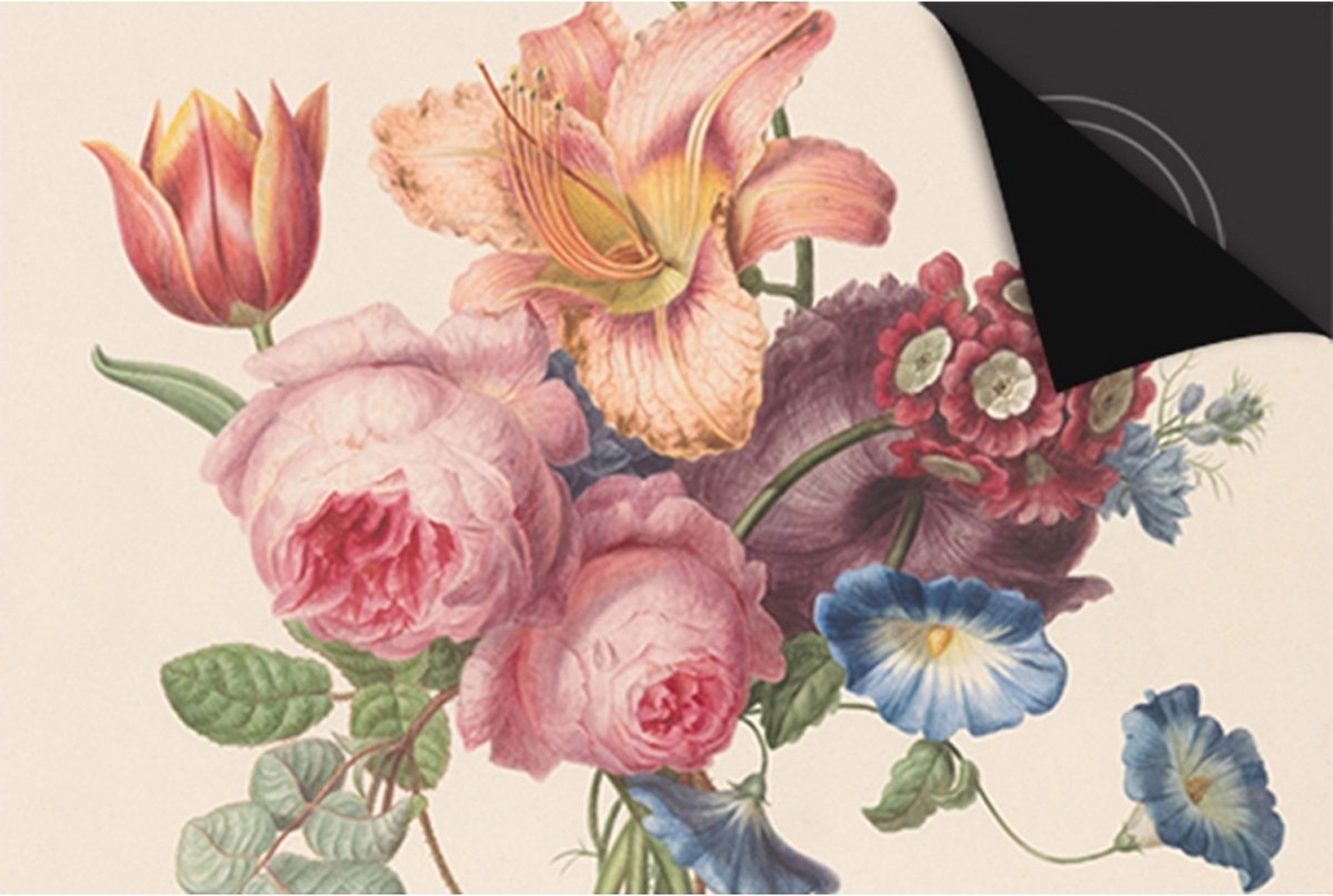 Inductie Beschermer Boeket Roze print Exclusief 78x52 cm