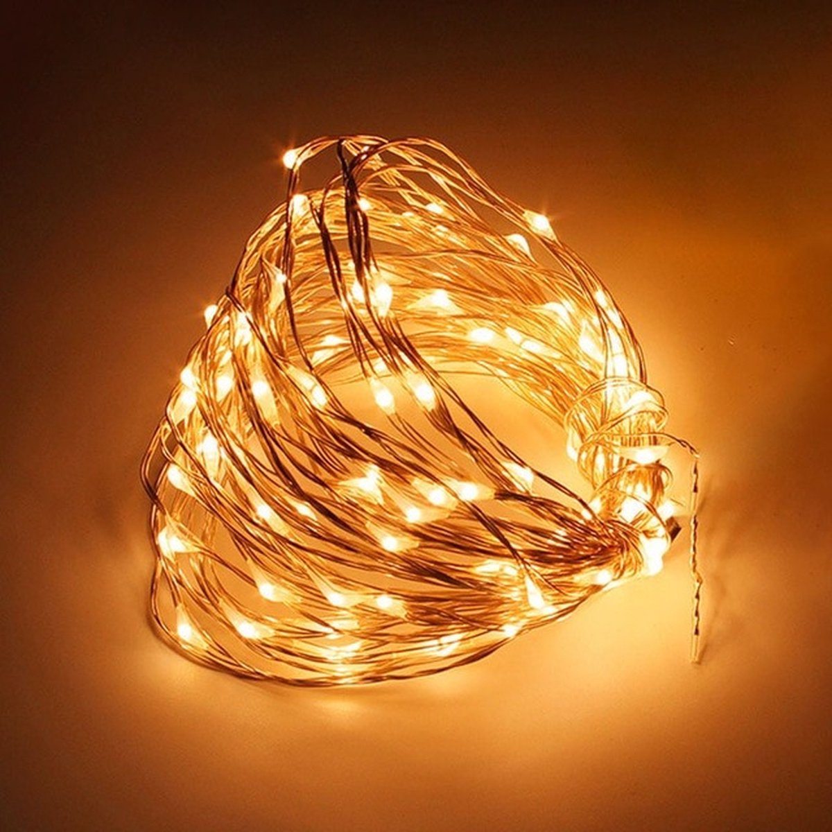 Kerst koperdraad LED verlichting - Geel - 5 meter - incl. batterijen - ABC-Led