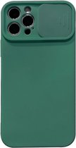 DrPhone GIH1 - TPU Bumper Armor Case met Slide Camera Cover – Antislip – Geschikt Voor IOS iPhone 13 – Donker Groen