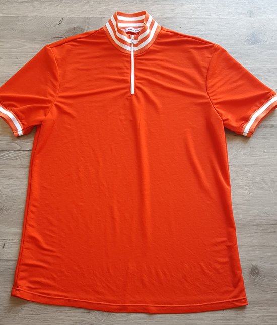 Shirt met rits - piqué tricot - oranje - heren - maat S