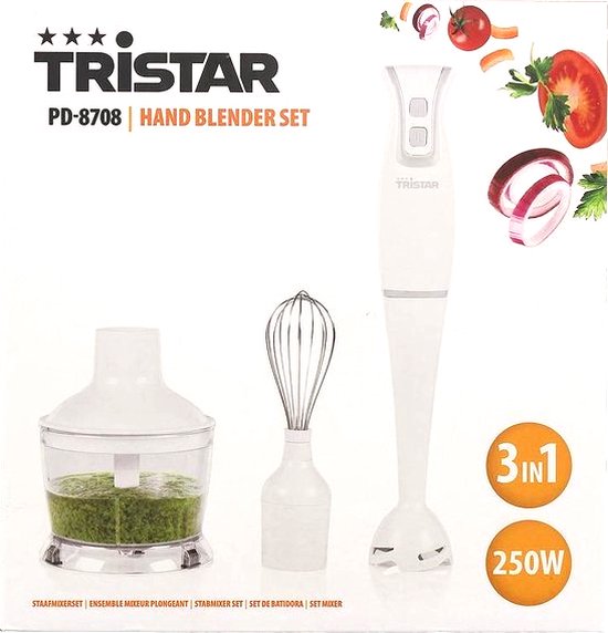 Tristar Staafmixerset, vaatwasmachinebestendige onderdelen, inclusief afneembare roestvrijstalen staafmixer, garde, hakmolen, maatbeker, 350 W, MX -4881 Tristar Staafmixerset, vaatwasmachinebestendige onderdelen, inclusief afneembare roestvrijstalen staafmixer, garde, hakmolen, maatbeker, 350 W, MX -4881