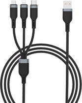 WIWU - Lightning USB Kabel - USB C Kabel - Micro USB Kabel - USB 2.0 Kabel - Snellader 2.4A - 1.2 meter - Zwart