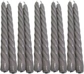 10 stuks grijs glanzend gelakte spiraal dinerkaarsen - twisted candles 230/22 (7 uur)