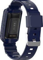 YONO Siliconen Shock Proof Bandje - Geschikt voor Fitbit Charge 6 / 5 / 4 / 3 - Donkerblauw
