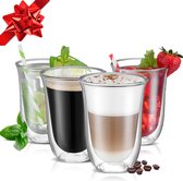 4x Latte macchiato glazen – Dubbelwandige koffieglazen – 300ML – Warme en koude dranken – Glazen set van 4 – Cappuccino glazen – Theeglazen – Drinkbeker – Set van 4 glazen - Keuken