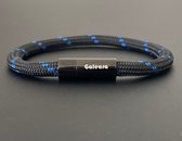 Armband dames touw -  heren armbanden scheepstouw Galeara Riu met magnetische sluiting - Zwart Blauw 21.5cm