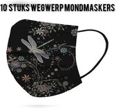 Dragonfly wegwerp mondmaskers - between small Flowers - per 10 stuks