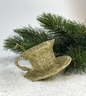 Oneiro's luxe kersthanger KOFFIE Goud– ø8 x H 6 cm - kerstbal - luxe verpakking – kerstcollectie – kerstdecoratie – kerstboomhanger – kerstversiering – goud