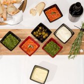 Set van vier schaaltjes Rood voor snacks sausjes tapas fondue of gourmetten