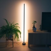 Proventa® Smart Hoeklamp Zwart - Full Color - Dimbaar & Bedienbaar met App - 138cm