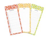 Daisy Set van 3 Kladblokjes - Boodschappenlijstje, Notities, To Do List - Schrijven Notitieblok, Bureau Pad, Mooie Notepad Set