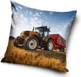 Oranje Tractor Sierkussens - Kussen - 40 x 40 inclusief vulling - Kussen van Polyester - KledingDroom®