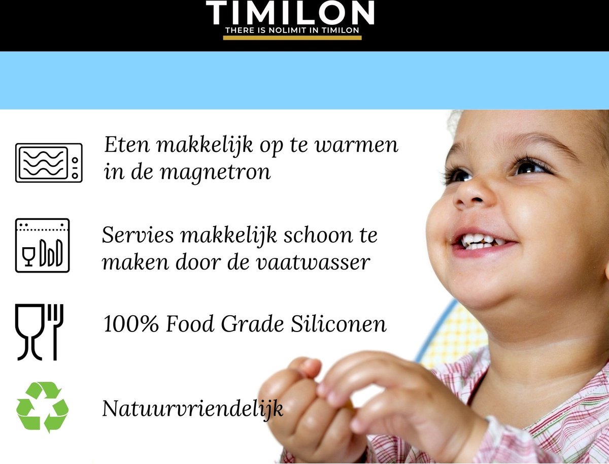 Timilon Timilon Kinderbord - Baby Servies - Met Zuignappen - Met Lepeltje ...