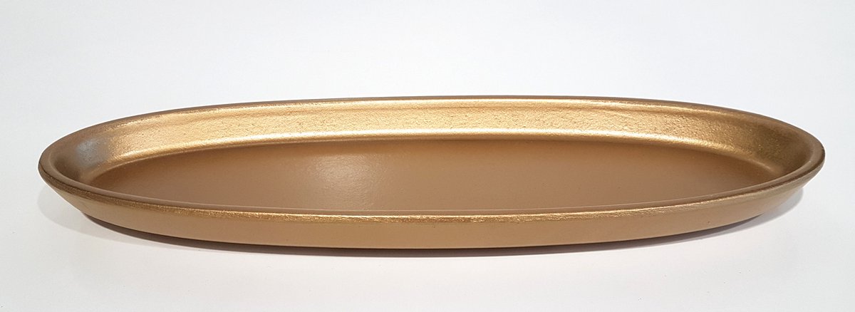 Decoratieve schaal in PVC ovaal - Goud - 39 x 14 x 3 cm hoog