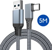 Interesting Living Quest 2 Link Kabel - 5 Meter - USB 3.0 naar USB C - Oculus Quest 2 - Oculus - Oculus Quest - Voor Quest en Quest 2 VR Bril - Grijs