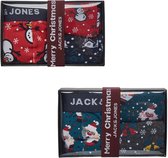 Jack & Jones kerstset jongens - rood - 2 boxers en 4 paar sokken - maat 152