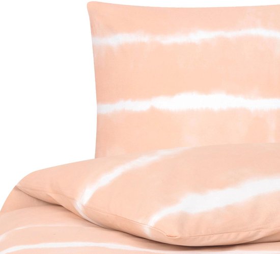 Housse de couette - tie dye - abricot avec blanc - lits jumeaux - 240x220 cm - avec taies d'oreiller