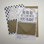 Geldkaart met mini Envelopje -> Kerst – No: 10 (Kerstbomen-zwart-HoHoHo Beste KerstKado) - LeuksteKaartjes.nl by xMar