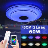 LED Ceiling lamps, LED music ceiling lamp with bluetooth speaker, 60W 40cm, RGB color, Easy to control with the app - White - Kerst- 2021 deals