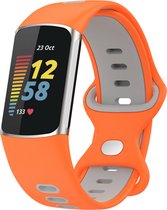 Charge 5 dubbel sport band - oranje grijs - Geschikt voor Fitbit