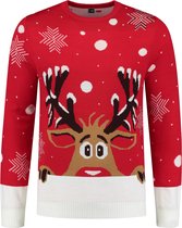 Foute Kersttrui Rudolph Peakaboo rood-wit | Maat XL | Kersttrui dames | Kersttrui heren