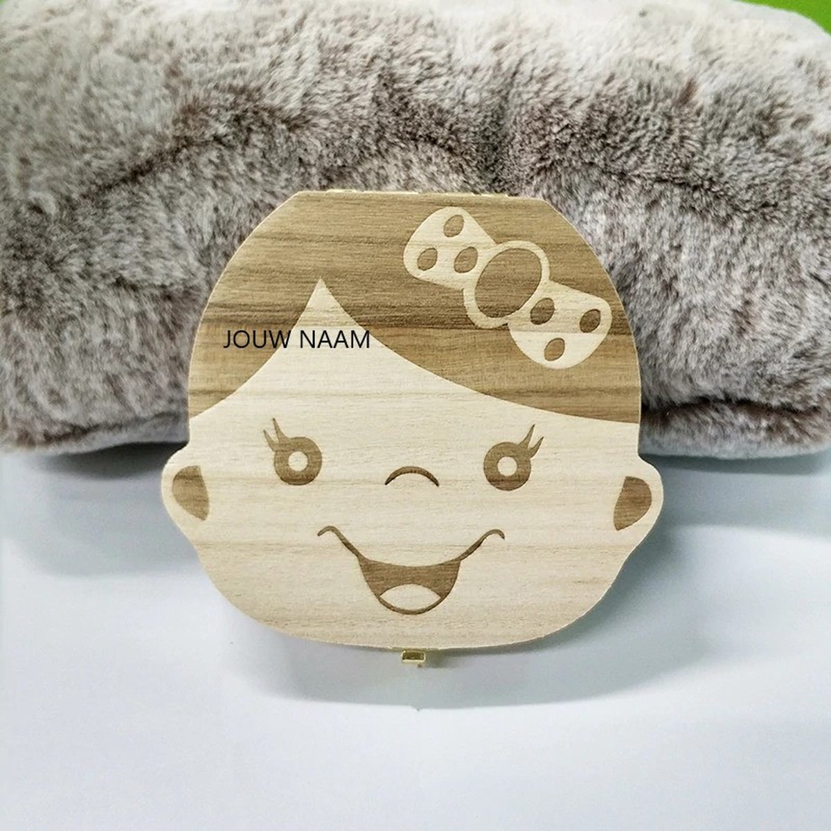 Goedkoopste Dappermann - Gepersonaliseerd EIGEN NAAM Tanden Doosje Hout MEISJE HOUT NEDERLANDS Melktanden en Haarlok Tandendoosje Kraam Cadeau