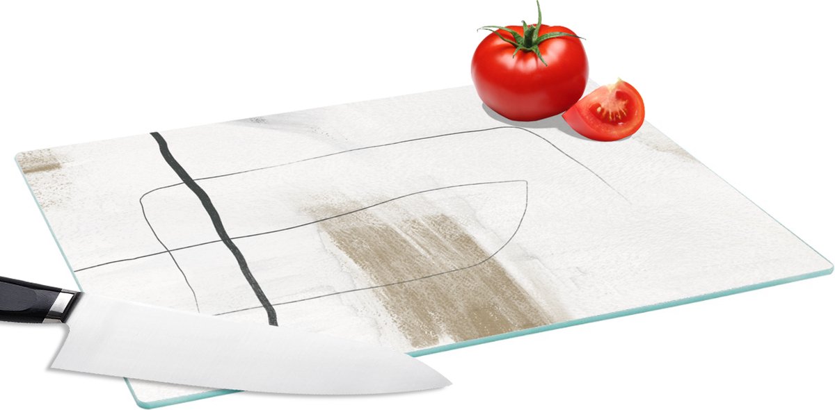Glazen Snijplank - 39x28 - Verf - Zwart - Wit - Snijplanken Glas