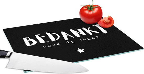 Glazen Snijplank - 28x20 - Quotes - Bedankt voor je inzet - Collega