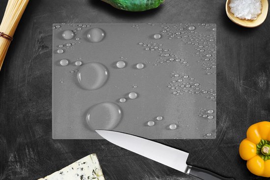 Planche à découper en Verres - 28x20 - Gouttes Water - noir et blanc - Planches à découper en Glas