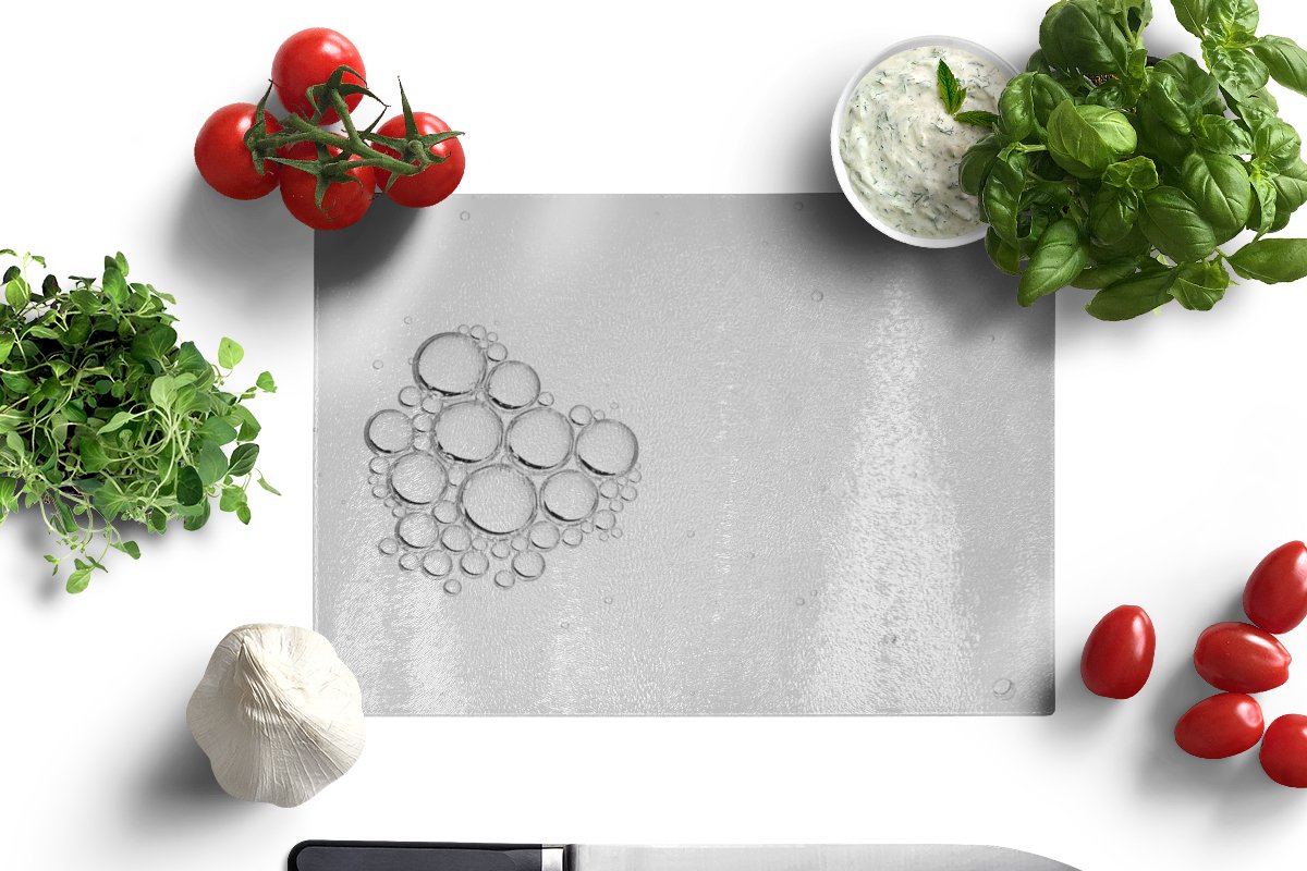 Glazen snijplank, 2 stuks, met antislip siliconen voeten, gehard glas, snijplank voor het koken, koken van groenten in de keuken (28 x 20 cm