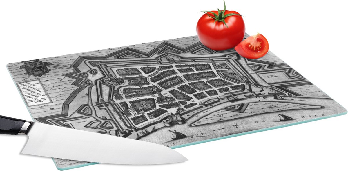 Glazen Snijplank - 39x28 - Plattegrond - Venlo - Geschiedenis - Snijplanken Glas