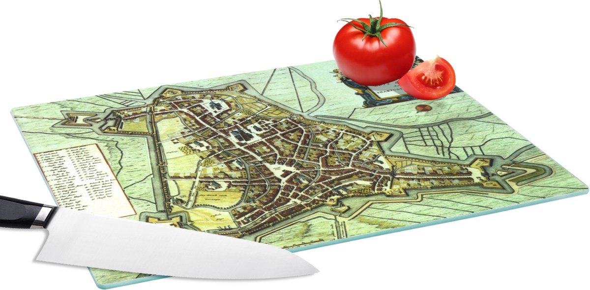 Glazen Snijplank - 39x28 - Plattegrond - Nederland - Vintage - Snijplanken Glas