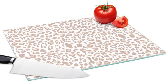 Planche à découper en Verres - 39 x 28 - imprimé panthère - Pastel - Wit - Planches à découper en Glas