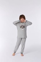 Woody pyjama jongens/heren - gebroken wit-grijs gestreept - wasbeer - 212-1-PLD-Z/952 - maat 152