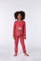 Woody pyjama meisjes - rood - wasbeer - 212-1-PLF-Z/437 - maat 164