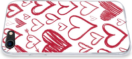 Coque iPhone 8 - Une illustration avec différents coeurs sur fond blanc - Coque en Siliconen pour téléphone