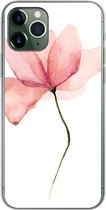 Geschikt voor iPhone 11 Pro hoesje - Bloemen - Waterverf - Roze - Siliconen Telefoonhoesje