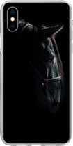 Geschikt voor iPhone Xs hoesje - Paard - Licht - Zwart - Siliconen Telefoonhoesje