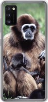 Geschikt voor Samsung Galaxy A41 hoesje - Aap - Planten - Jong - Siliconen Telefoonhoesje