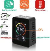 Orby® 3-in-1 CO2 Meter - Temperatuurmeter - Hygrometer - CO2 Meter Horeca - Draagbaar en Oplaadbaar [INCLUSIEF Nederlandse Handleiding + USB Adapter]