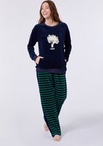 Woody pyjama meisjes/dames - donkerblauw - highlander koe - kip - 212-1-PDV-V/885 - maat XL