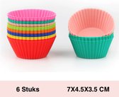 Silicone Cup cake bakjes – 6 stuks - muffin vorm - cake vorm – Mix – 6 Muffin & Gebak vormpjes