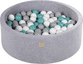 Ronde ballenbak VELVET 90x30 - Licht Grijs incl 200 ballen - Turquoise, Grijs, Wit | Ballenbakje.nl