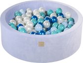 Ballenbak VELVET Baby Blauw - 90x30 incl. 200 ballen - Parel Blauw, Baby Blauw, Parel Wit, Turquoise